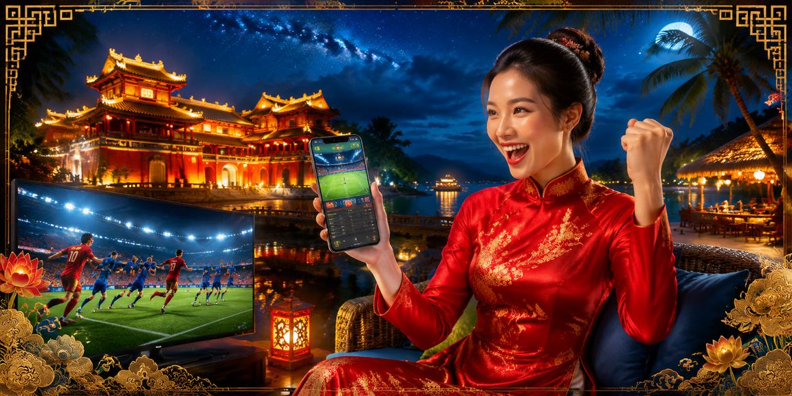 Người dùng Huế trong trang phục áo dài theo dõi kèo thể thao trực tuyến